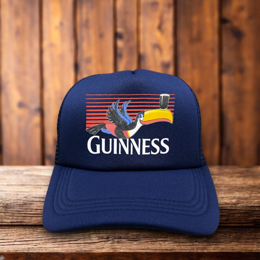 Guinness Beer Toucan Mens Trucker Hat Navy Vintage Logo IPA Stout Beer Cap